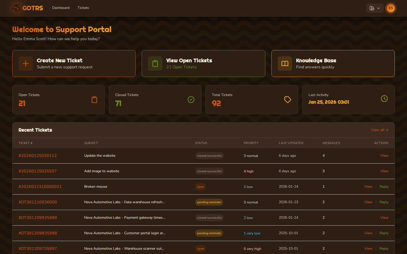 GOTRS Customer Portal